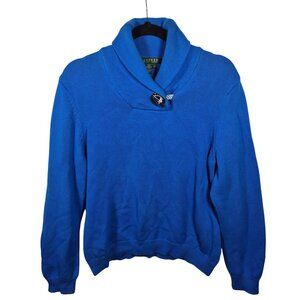 Lauren Ralph Lauren Sweater Womens XL Blue Pullover Cowl Neck Classic Equestrian